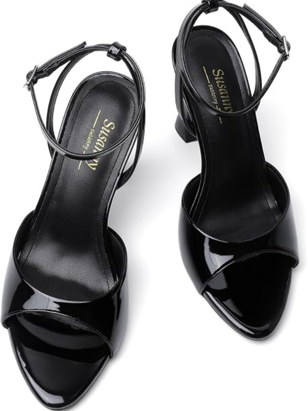 High Heels for Women Pointed Open Toe Strappy Chunky Block Heels Ankle Strap